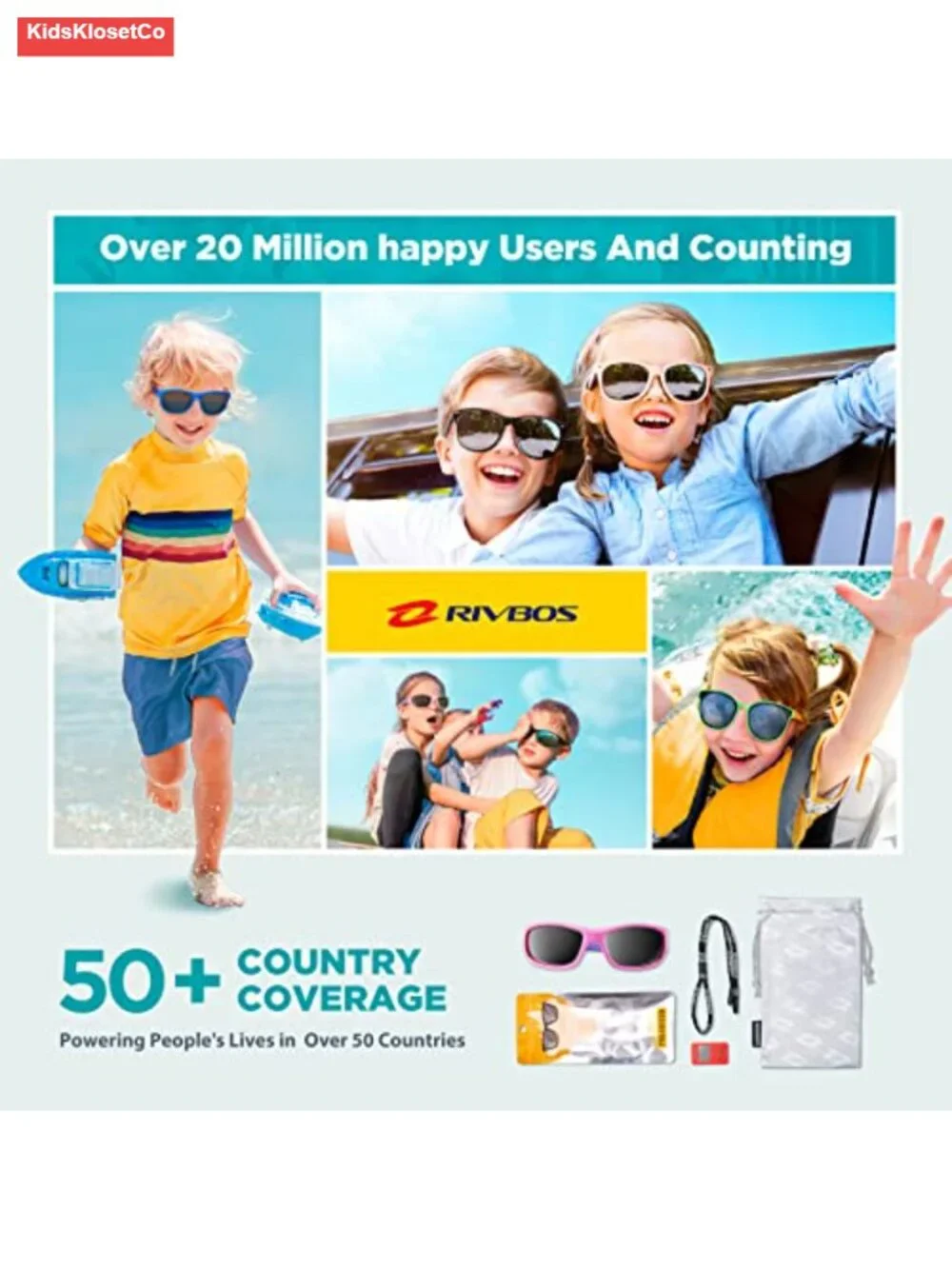 Kids Polarized UV Protection Flexible Rubber Sunglasses with Strap